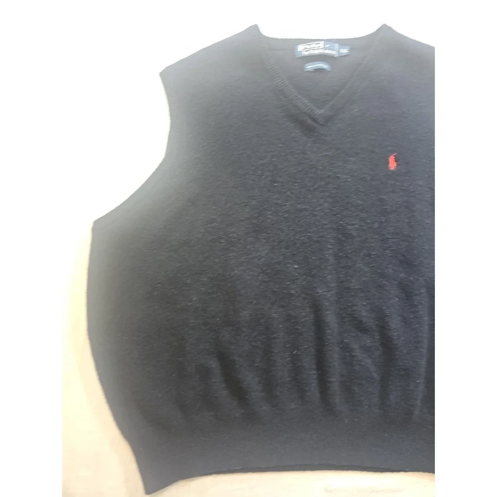 Polo Ralph Lauren Vest Mens XXL Blue Red Pony 100% Lambswool Sweater Vest